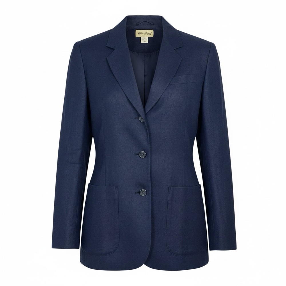 Eddie Bauer Vintage Linen Navy Blazer Size Medium Old Money Quiet Luxury Office